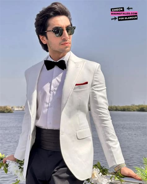 Hamza Sohail looks dashing in a white tuxedo with black bow tie