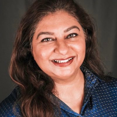 A headshot of Marvi Sirmed, a Pakistani journalist and human rights activist, smiling at the camera.
