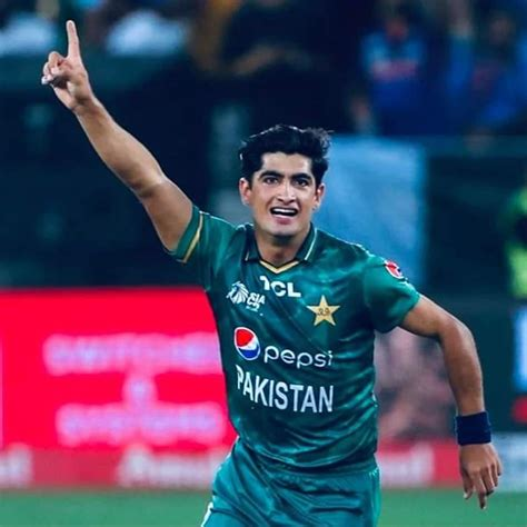 Naseem Shah celebrates wicket in Pakistan cricket team jersey
