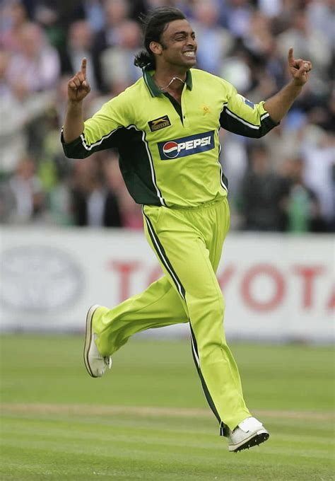 Pakistani fast bowler celebrating after taking a wicket in an international cricket match