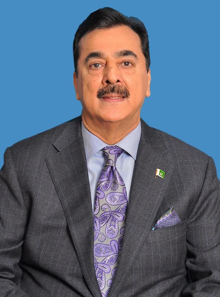 Syed Yousaf Raza Gillani official portrait in grey suit and purple tie