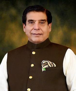 Raja Pervez Ashraf official portrait in brown waistcoat and white dress shirt