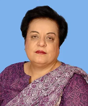  Shireen Mazari, renowned Pakistani politician and human rights advocate, in a professional profile photograph
