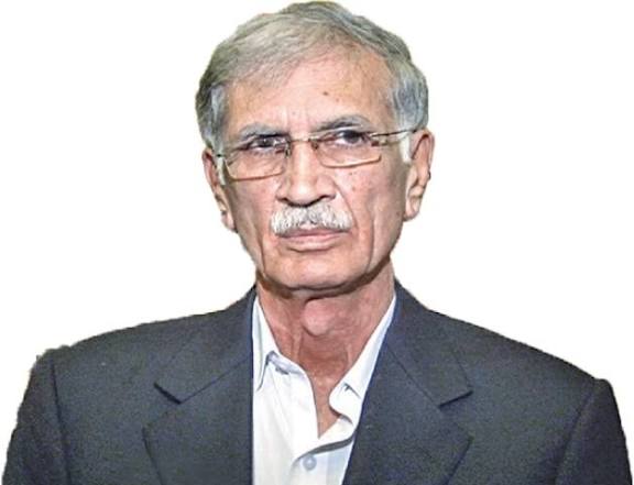 Parvez Khattak, Pakistani politician, posing for a portrait

