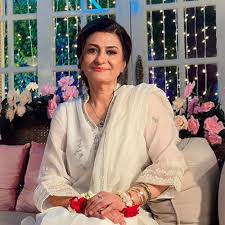 Saba Hameed in a polished formal outfit
