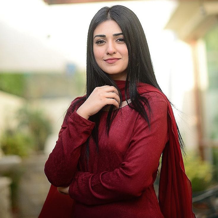Sarah Khan radiating elegance in a traditional red outfit