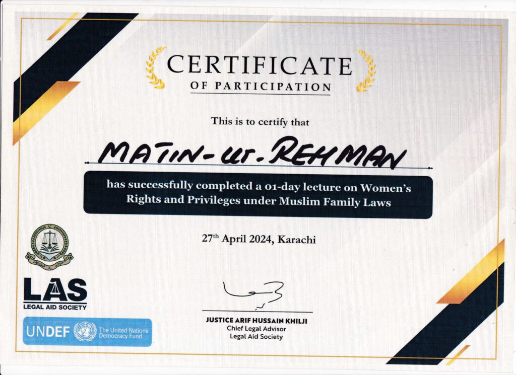 MICADR Certified Mediation Advocacy Skills Training (2023) — Adv. Matin-ur-Rehman