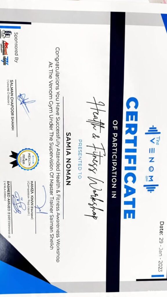 Personal Trainer, Nazimabad, Karachi (Nitrogen Gym) — Samia Noman