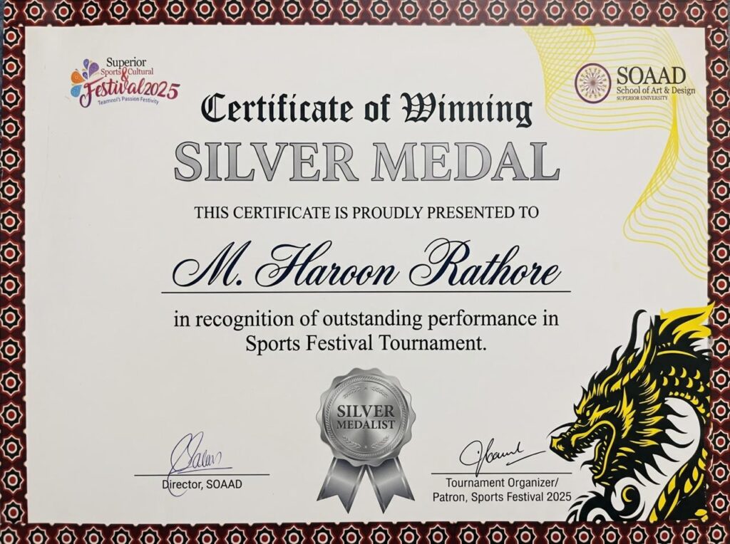 Gold Medal, Secondary School Cricket Tournament: Allied Schools, Session Court Campus — Muhammad Haroon Rathore