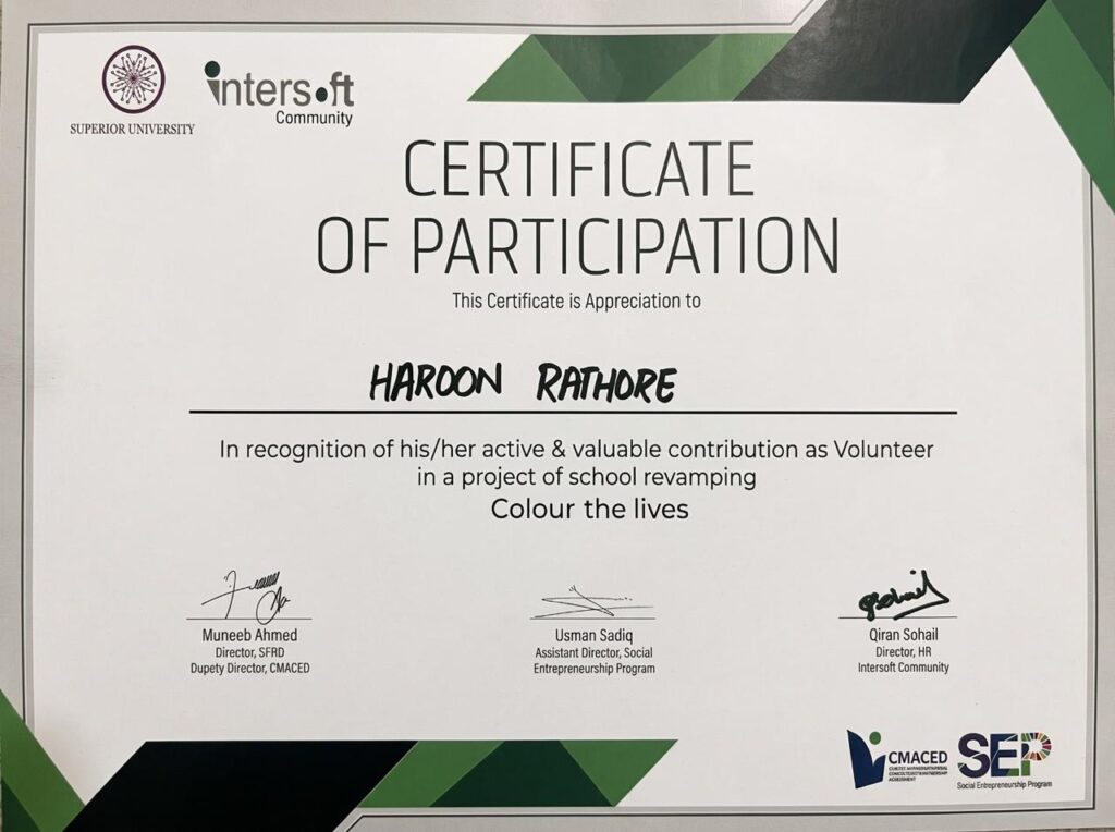 Shared Gold Medal (2026): Superior Sports & Cultural Festival, SOAAD — Muhammad Haroon Rathore